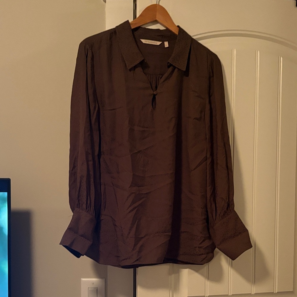 Soft Surroundings Dark Green Patterned Top